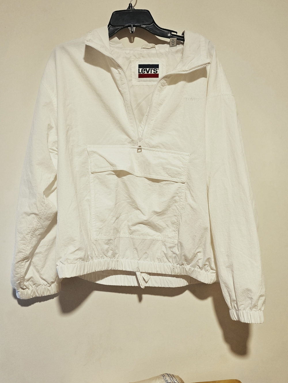Vintage Levi's White Lightweight Pullover Anorak Jacket Size XL Nylon & Poly